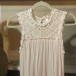 Cream high neck dress with lace detail